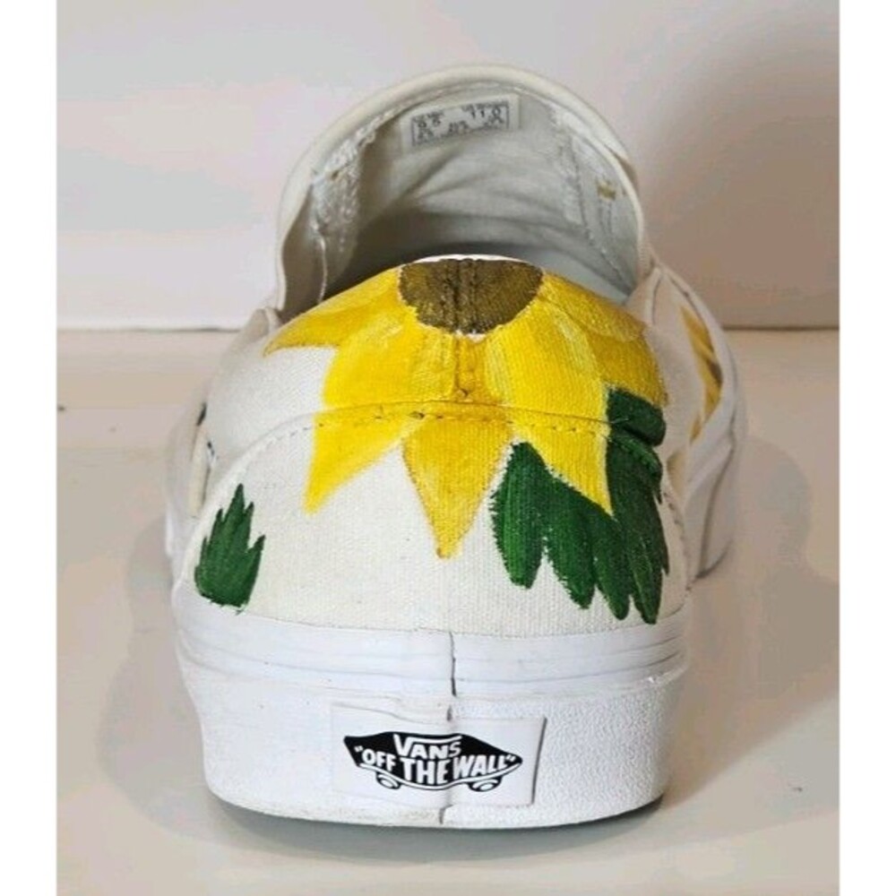Custom Sunflower Vans Slip On Shoes Hand Painted EUC Floral Women’s 11 Men’s 9.5 - Picture 8 of 12